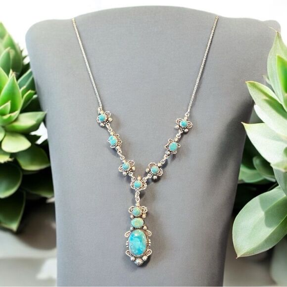 925 Sterling Turquoise Necklace - Picture 1 of 5